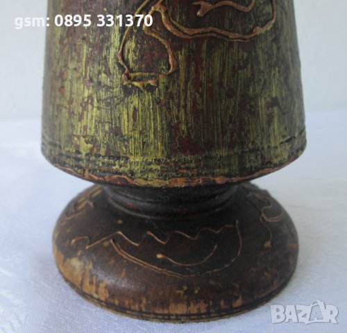 Дървена ваза, стара, снимка 3 - Вази - 40211744