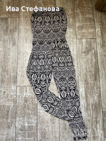 Страхотен нов еластичен гащеризон черно бял , снимка 2 - Гащеризони - 40126013