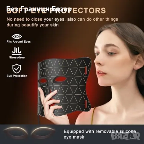 Нова Професионална LED маска – червена и синя светлина за гладка кожа, снимка 8 - Други - 49012111