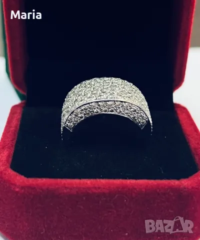 Дамски пръстен бяло злато и брилянти