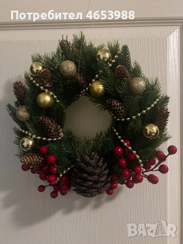 Коледен венец, изработен на ръка 🎄✨, снимка 2 - Декорация за дома - 52447994