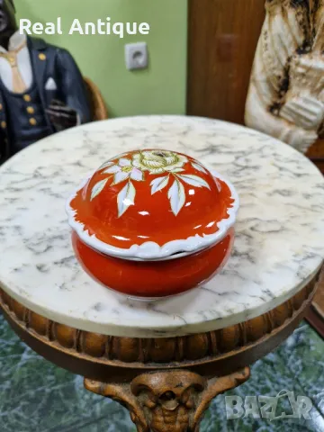 Стара рядка антикварна колекционерска порцеланова кутия за бижута Schau bach Kunst , снимка 1