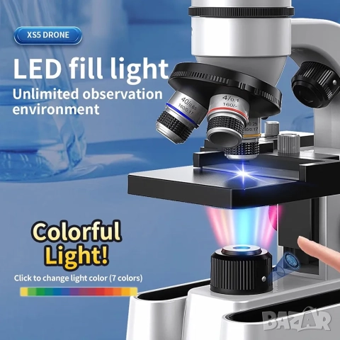 Образователен Биологичен Микроскоп за Ученици и Студенти с х1600 Увеличение, снимка 4 - Образователни игри - 52480039