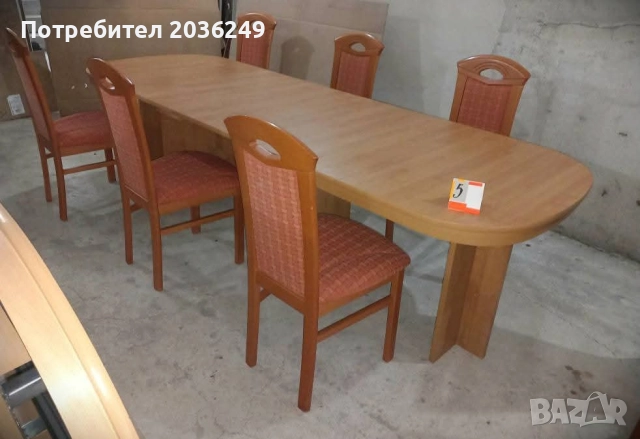 Комплект масивна разтегателна маса с 6 стола, снимка 2 - Маси - 52526809