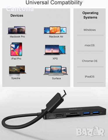 Dockteck USB C хъб, HyperExtended 6-в-1 докинг, 4K 60Hz HDMI, 100W PD, 2хUSB 3.0 , снимка 6 - Други - 35108910