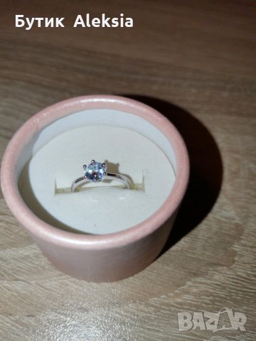 Промо! Дамски годежни пръстени сиви посребрени с австралииски кристали , снимка 2 - Пръстени - 27099427