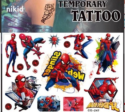 Spiderman Спайдърмен Спайдермен Tattoo татос татуировка временна детска, снимка 4 - Други - 21655507