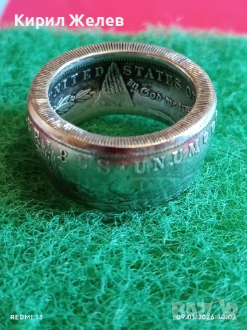 Уникален сребърен пръстен изработен от монета МОРГАН ДОЛАР тези пръстени са колекционерски  52988