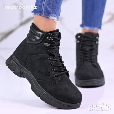 Дамски зимни боти с топъл хастар в черно B3110-1 black, снимка 2 - Дамски боти - 52943374