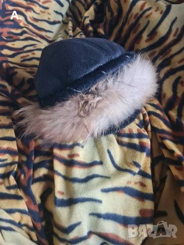 Уникална шапка с естесхвен косъм лисица, тип каскет, снимка 3 - Шапки - 52918693