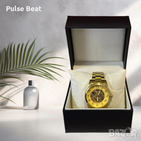 Луксозен златен автоматичен мъжки часовник LEIYI, снимка 3 - Мъжки - 52055581