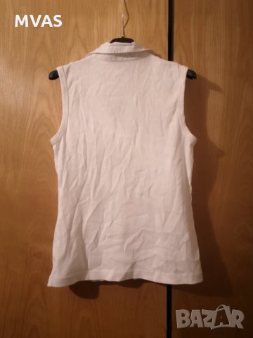 Нов бял S. Oliver дамски памучен потник с якичка M-L размер, снимка 2 - Потници - 33070982