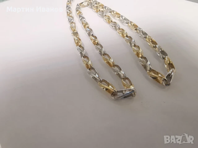 Златен синджир бяло и жълто комбинация 1, снимка 6 - Колиета, медальони, синджири - 50963494