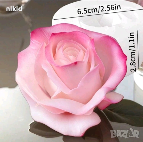 2 вида 3D роза силиконов молд форма фондан шоколад гипс смола свещ декор украса, снимка 3 - Форми - 53577368