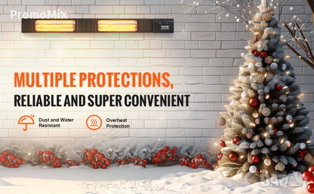 Инфрачервена двойна печка Vevor T17-GR30B 102см 3000W Инфрачервен карбонов отоплител с дистанционно , снимка 8 - Отоплителни печки - 53456302