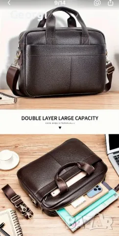 Ежедневно/Елегантна Бизнес чанта (за лаптоп 15"+) Премиум клас естествена кожа. Промоция!, снимка 8 - Чанти - 49281046