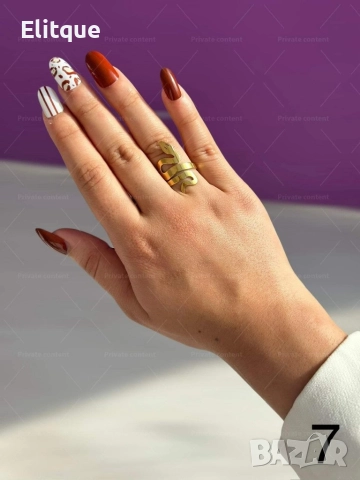 Хубав дамски златист пръстен тип змия от медицинска стомана, снимка 7 - Пръстени - 52871196