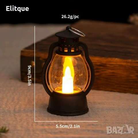 Мини ретро фенер – LED лампа-свещ с безопасна реалистична светлина, снимка 8 - Декорация за дома - 52851198