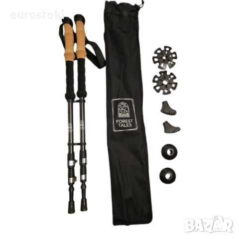 Карбонови телескопични трекинг щеки Forest tales с дръжките от корк - Телескопични ултра леки карбон