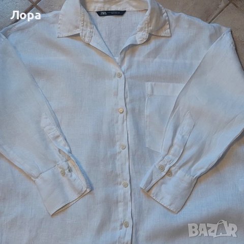 Дамска ленена риза ZARA , снимка 3 - Ризи - 51180839