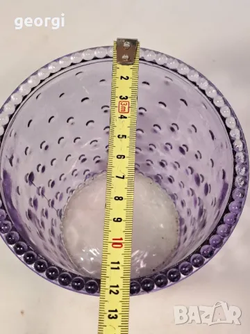 лилав стъклен свещник 25/3, снимка 3 - Декорация за дома - 50090373