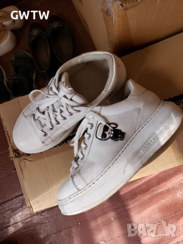 Karl LagKarl Lagerfeld бели кецове естествена кожаerfeld бели кецове, снимка 6 - Кецове - 51795360