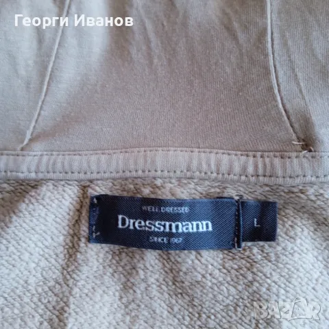 КАТО НОВ DRESSMANN L/XL BASIC HOODIE beige/melange суичър худи горница анорак, снимка 5 - Суичъри - 49219429