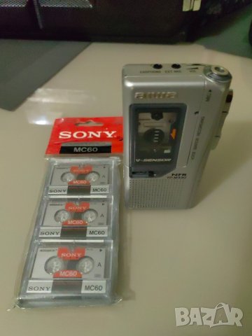 Aiwa TRM-330 Диктофон с подарък три касети Sony, снимка 1 - Радиокасетофони, транзистори - 43860432