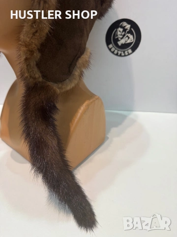 Дамска шапка ушанка , естествена кожа от норка, снимка 3 - Шапки - 53405003