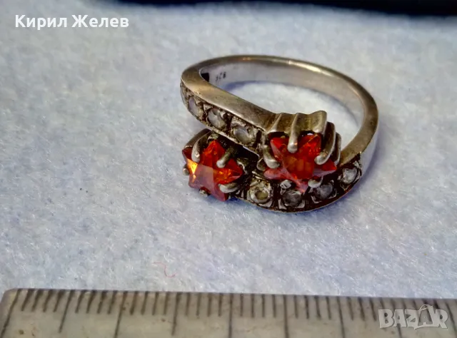 ШАРМАНТЕН СКЪПОЦЕНЕН СРЕБЪРЕН ПРЪСТЕН СРЕБРО 925 със ЗВЕЗДИЧКИ от ГРАНАТ и БЛЕСТЯЩИ ЦИРКОНИ 47491