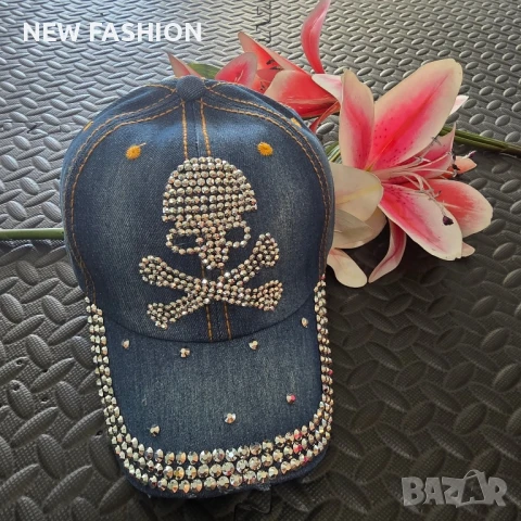 Дънкови Шапки с Камъни ✨, снимка 4 - Шапки - 51417951