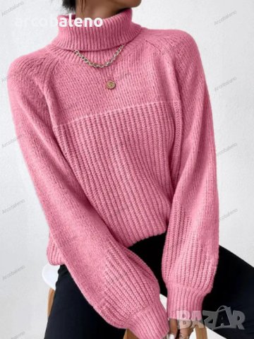 Дамски ежедневен пуловер с реглан ръкав и поло яка, 6цвята - 023, снимка 4 - Блузи с дълъг ръкав и пуловери - 43039542
