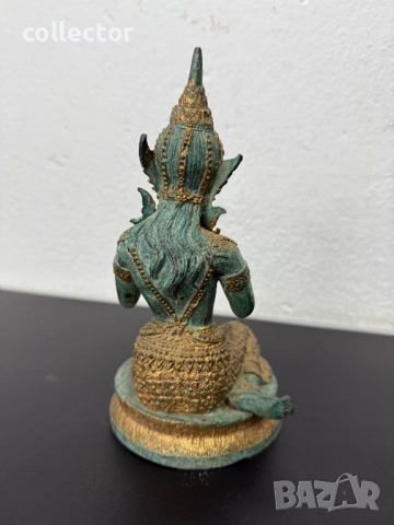 Бронзова фигура на богиня - Сарасвати. №7424, снимка 5 - Антикварни и старинни предмети - 51935707