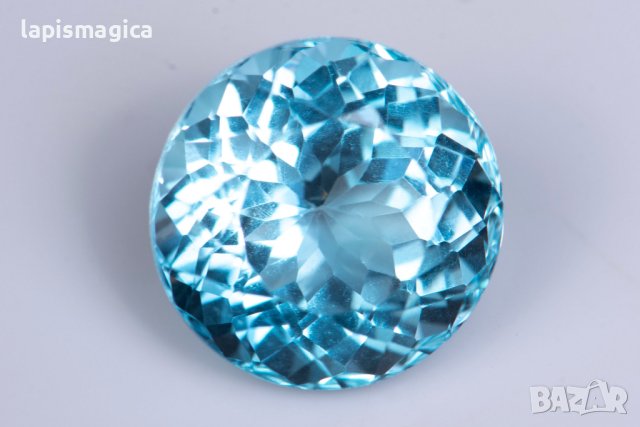 Голям син топаз 14.8ct 14.6mm VVS кръгла шлифовка