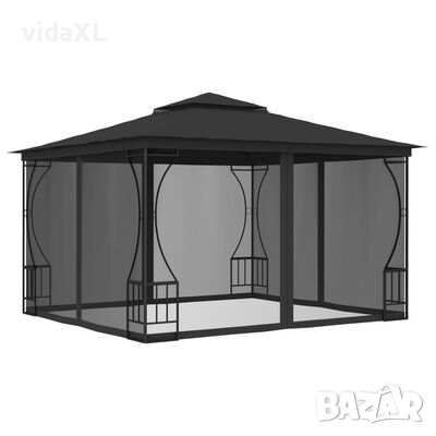 vidaXL Градинска шатра с мрежи, 300x300x265 см, антрацит(SKU:48597