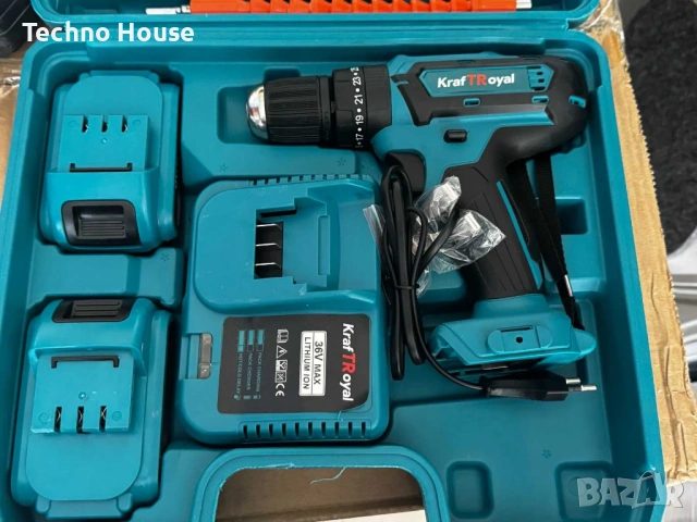 Акумулаторен Ударен Винтоверт 36V с две батерии + 24 части в куфар, снимка 3 - Винтоверти - 53143346