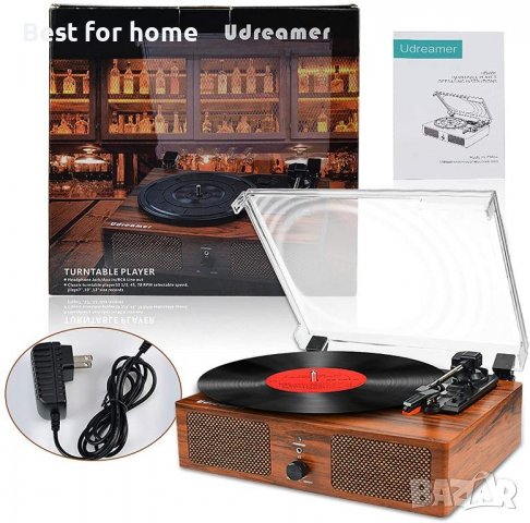 Грамофон с винилови грамофонни плочи1, блуут и запис Udreamer UD001-Y, снимка 9 - Грамофони - 37387693