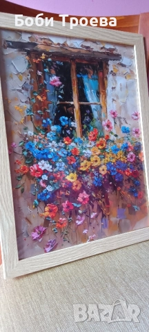 Очарователна цветна стенна картина с прозорец - Модерен минималистичен декор за стени, снимка 4 - Картини - 51997073