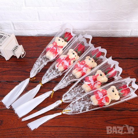 атрактивен подарък ! романтична роза с мече подарък , снимка 3 - Подаръци за жени - 27171195