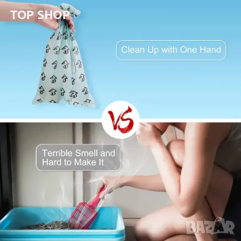 MYPIN 2-в-1 лопата за котешка тоалетна с контейнер и 120 торбички за котешки тоалетни, снимка 4 - За котки - 48938438