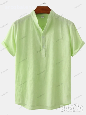 Мъжка памучна риза с яка и къс ръкав, 7цвята , снимка 6 - Ризи - 44901208