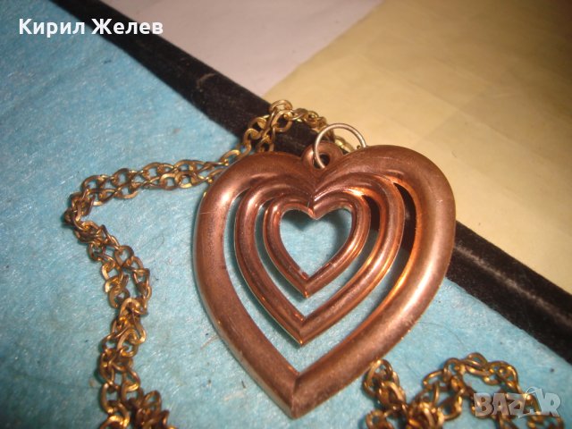 СЪРЦЕВИДНО ЗЛАТИСТО АРТ НУВО СТИЛ КОЛИЕ МЕДАЛЬОН 27404, снимка 5 - Колиета, медальони, синджири - 35100869