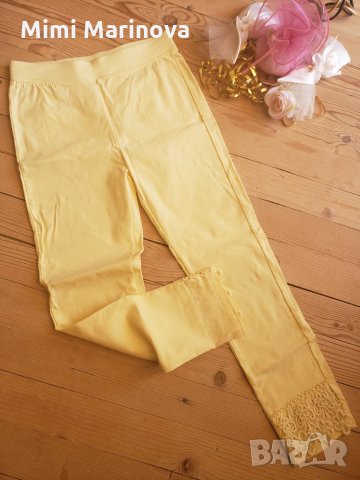 Жълти еластичти бермуди с дантела, снимка 3 - Къси панталони и бермуди - 28919975