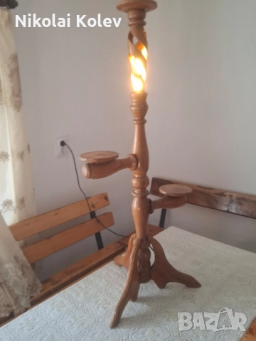 Античен дървен лампион, снимка 2 - Антикварни и старинни предмети - 52938033