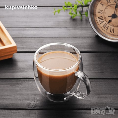 Стъклена чаша за кафе с двойно дъно 300ml, снимка 1 - Чаши - 43880528