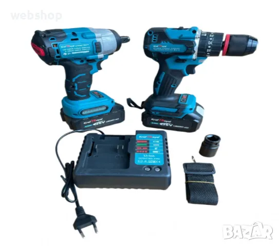 Комплект Инструменти 2в1 Акумулаторен гайковерт и винтоверт 36V 8Ah, снимка 7 - Винтоверти - 47732835