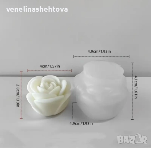 3D малка роза силиконов молд форма свещи гипс сапун смола фондан шоколад 