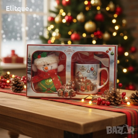 Празничен подаръчен комплект с чаша, лъжичка и снежен човек – готов за подаряване, снимка 7 - Други - 52571020