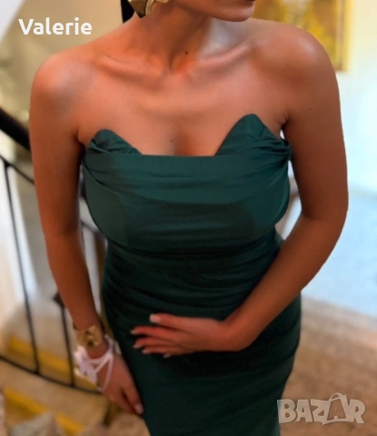 Официална рокля тъмно зелена, снимка 5 - Рокли - 53220754
