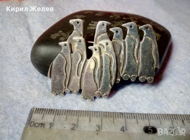 ПРЕКРАСНА ФИГУРАЛНА СРЕБЪРНА БРОШКА ПИНГВИНИ СРЕБРО 925 MEXICO АВТОРСКА РЪЧНА АРТ ИЗРАБОТКА 47967, снимка 7 - Други - 48476916